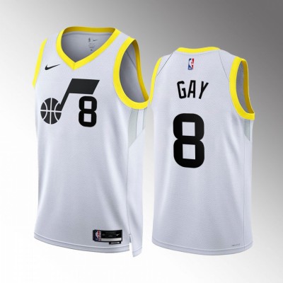 Utah Jazz #8 Rudy Gay Men's Black Nike NBA 2022-23 Association Edition Jersey Men's